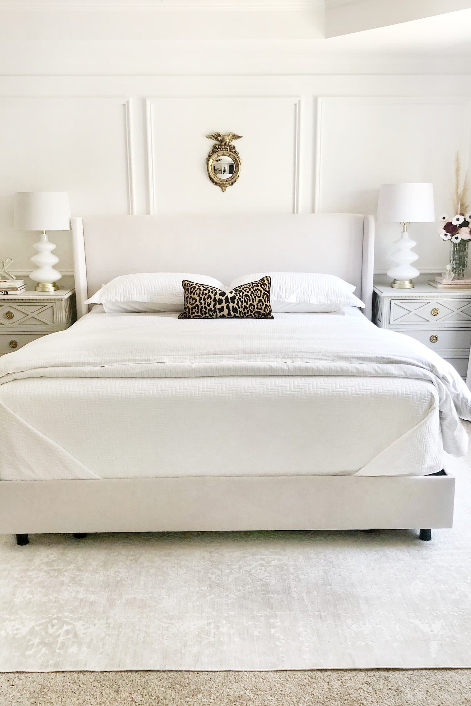 Modern luxury bedroom interior featuring smart dimming spotlights and custom wood accents